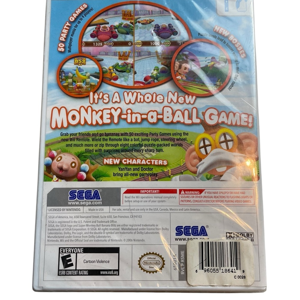 NIntendo Wii Super Monkey Ball Banana Blitz NWT Video Game Unwrapped - Picture 2 of 3